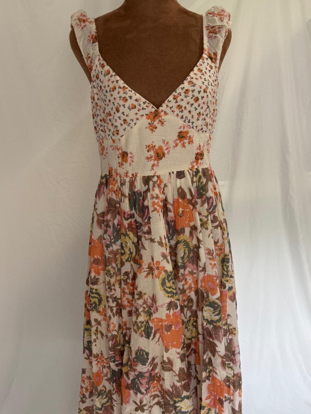 Free People "Love You" Midi Dress in Ivory Combo Size M